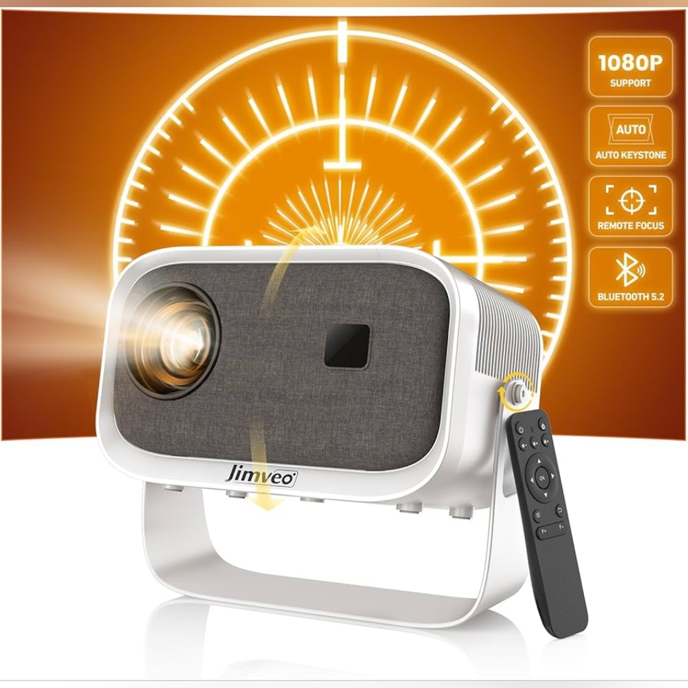 60% OFF!!! New Jimveo Mini Projector 1080P HD, Remote, & 360° Rotation Stand